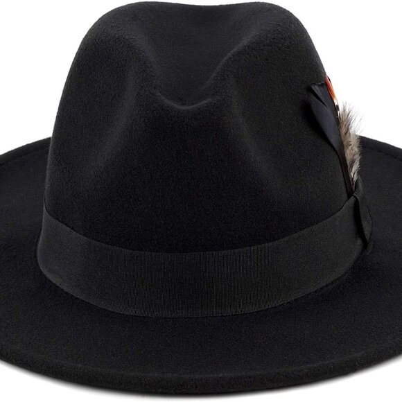 Classic Fedora Hats for Men & Women Wide Brim Felt Hat Panama Dress Fedora Hat - Picture 4 of 7